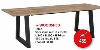 Promotions Woodshed table - Produit maison - Weba - Valide de 17/05/2024 à 27/06/2024 chez Weba