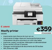 Promotions Canon maxify printer gx2050 - Canon - Valide de 01/05/2024 à 31/05/2024 chez Compudeals
