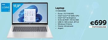 Promotions Hp laptop 17-cn2043nb - HP - Valide de 01/05/2024 à 31/05/2024 chez Compudeals