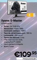Promotions Iiyama g-master g2445hsu-b1 - Iiyama - Valide de 01/05/2024 à 31/05/2024 chez Compudeals