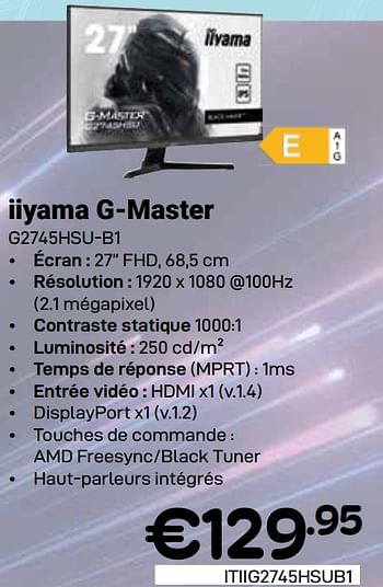Promotions Iiyama g-master g2745hsu-b1 - Iiyama - Valide de 01/05/2024 à 31/05/2024 chez Compudeals
