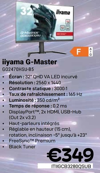 Promotions Iiyama g-master go2470hsu-b5 - Iiyama - Valide de 01/05/2024 à 31/05/2024 chez Compudeals