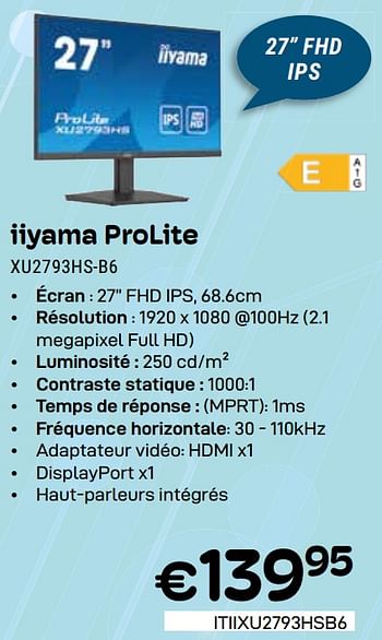 Promotions Iiyama prolite xu2793hs-b6 - Iiyama - Valide de 01/05/2024 à 31/05/2024 chez Compudeals
