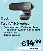 Promotions Trust tyro full hd webcam - Trust - Valide de 01/05/2024 à 31/05/2024 chez Compudeals