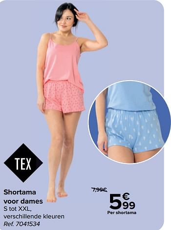 Promoties Shortama voor dames - Tex - Geldig van 22/05/2024 tot 03/06/2024 bij Carrefour