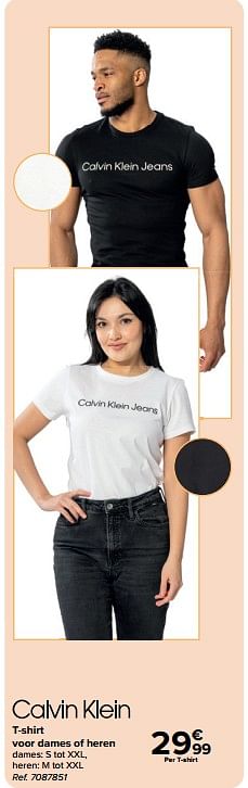Promoties T-shirt voor dames of heren - Calvin Klein - Geldig van 22/05/2024 tot 03/06/2024 bij Carrefour