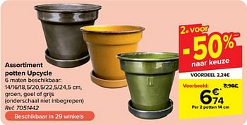 Promotions Assortiment potten upcycle - Produit maison - Carrefour  - Valide de 22/05/2024 à 03/06/2024 chez Carrefour