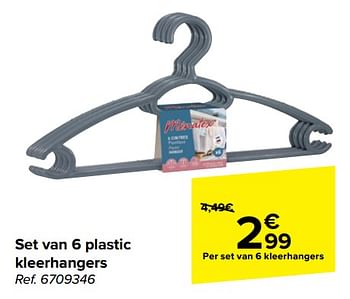 Promoties Set van 6 plastic kleerhangers - Huismerk - Carrefour  - Geldig van 22/05/2024 tot 03/06/2024 bij Carrefour