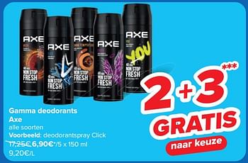 Promoties Deodorantspray click - Axe - Geldig van 22/05/2024 tot 03/06/2024 bij Carrefour