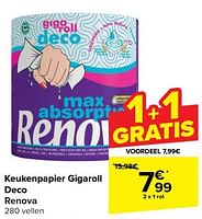 Promoties Keukenpapier gigaroll deco renova - Renova - Geldig van 22/05/2024 tot 03/06/2024 bij Carrefour