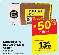 Promoties Nescafé dolce gusto set koffiecapsules met melk - Nescafe - Geldig van 22/05/2024 tot 03/06/2024 bij Carrefour