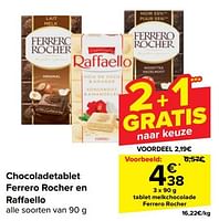 Promoties Tablet melkchocolade ferrero rocher - Ferrero - Geldig van 22/05/2024 tot 03/06/2024 bij Carrefour