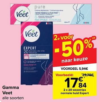 Promoties Wasstrips normale huid expert - Veet - Geldig van 22/05/2024 tot 03/06/2024 bij Carrefour