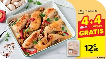 Promotions 4 filets + 4 cuisses de poulet - Produit maison - Carrefour  - Valide de 22/05/2024 à 28/05/2024 chez Carrefour