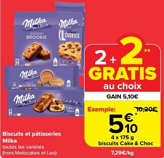 Promoties Biscuits cake + choc - Milka - Geldig van 22/05/2024 tot 28/05/2024 bij Carrefour