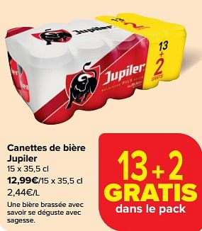 Promotions Canettes de bière jupiler - Jupiler - Valide de 22/05/2024 à 28/05/2024 chez Carrefour