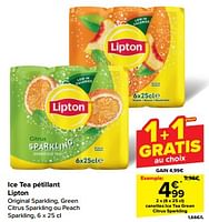Promotions Canettes ice tea green citrus sparkling - Lipton - Valide de 22/05/2024 à 28/05/2024 chez Carrefour