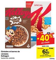Promotions Céréales coco pops - Kellogg's - Valide de 22/05/2024 à 28/05/2024 chez Carrefour