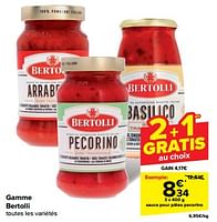 Promotions Sauce pour pâtes pecorino - Bertolli - Valide de 22/05/2024 à 28/05/2024 chez Carrefour