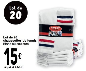 Promotions Lot de 20 chaussettes de tennis - Produit maison - Cora - Valide de 21/05/2024 à 03/06/2024 chez Cora