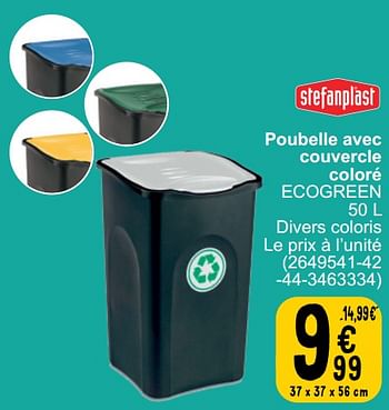 Promotions Poubelle avec couvercle coloré ecogreen - Stefanplast - Valide de 21/05/2024 à 03/06/2024 chez Cora