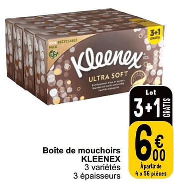 Promotions Boîte de mouchoirs kleenex - Kleenex - Valide de 21/05/2024 à 27/05/2024 chez Cora