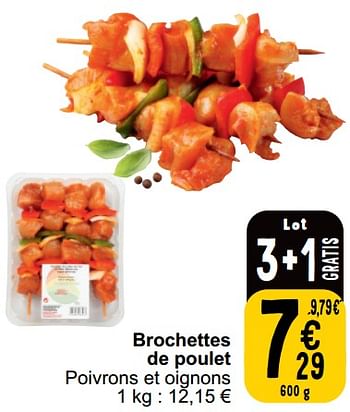 Promotions Brochettes de poulet - Produit maison - Cora - Valide de 21/05/2024 à 27/05/2024 chez Cora