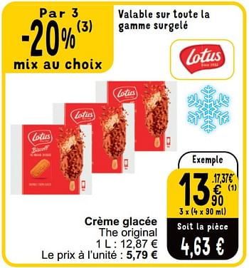 Promotions Crème glacée the original - Lotus Bakeries - Valide de 21/05/2024 à 27/05/2024 chez Cora