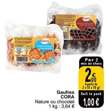 Promotions Gaufres cora - Produit maison - Cora - Valide de 21/05/2024 à 27/05/2024 chez Cora