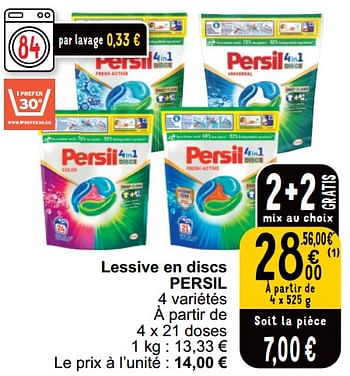 Promotions Lessive en discs persil - Persil - Valide de 21/05/2024 à 27/05/2024 chez Cora