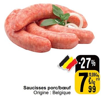 Promotions Saucisses porc-boeuf - Produit maison - Cora - Valide de 21/05/2024 à 27/05/2024 chez Cora