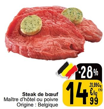 Promotions Steak de boeuf - Produit maison - Cora - Valide de 21/05/2024 à 27/05/2024 chez Cora
