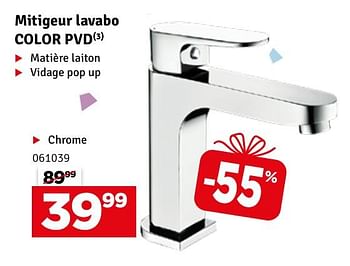 Promotions Mitigeur lavabo color pvd chrome - Produit maison - Mr. Bricolage - Valide de 21/05/2024 à 02/06/2024 chez Mr. Bricolage