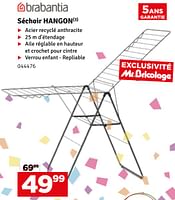 Promotions Séchoir hangon - Brabantia - Valide de 21/05/2024 à 02/06/2024 chez Mr. Bricolage