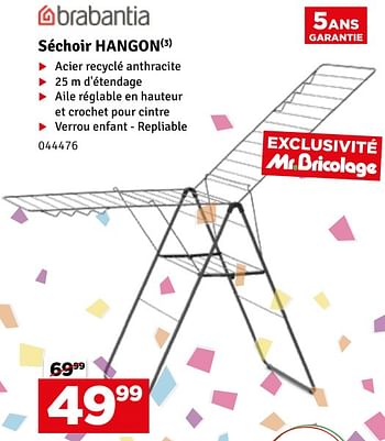 Promotions Séchoir hangon - Brabantia - Valide de 21/05/2024 à 02/06/2024 chez Mr. Bricolage