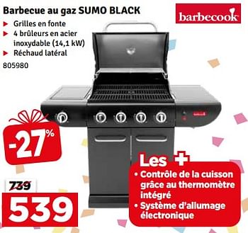 Promotions Barbecook barbecue au gaz sumo black - Barbecook - Valide de 21/05/2024 à 02/06/2024 chez Mr. Bricolage