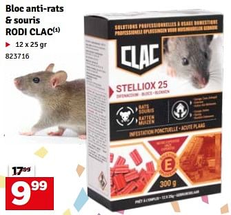 Promotions Bloc anti-rats + souris rodi clac - Rodi - Valide de 21/05/2024 à 02/06/2024 chez Mr. Bricolage
