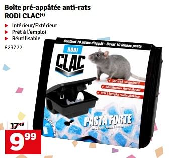 Promotions Boîte pré-appâtée anti-rats rodi clac - Rodi - Valide de 21/05/2024 à 02/06/2024 chez Mr. Bricolage