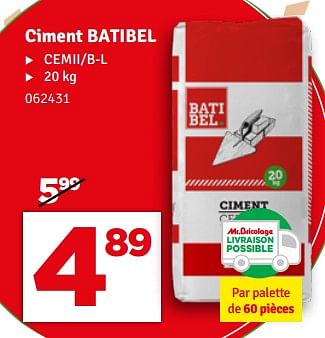 Promotions Ciment batibel - Produit maison - Mr. Bricolage - Valide de 21/05/2024 à 02/06/2024 chez Mr. Bricolage