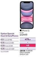 Promotions Apple iphone 11 64 gb - Apple - Valide de 13/02/2024 à 31/07/2024 chez Proximus