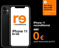 Promotions Apple iphone 11 reconditionné - Apple - Valide de 02/05/2024 à 03/06/2024 chez Orange