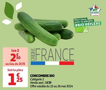 Promoties Concombre bio - Huismerk - Auchan - Geldig van 22/05/2024 tot 02/06/2024 bij Auchan