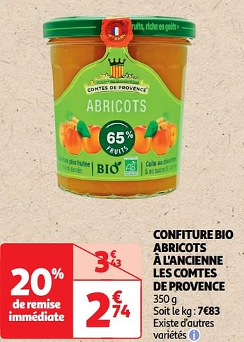 Promoties Confiture bio abricots à l`ancienne les comtes de provence - Les Comtes de Provence - Geldig van 22/05/2024 tot 02/06/2024 bij Auchan
