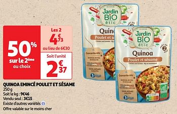 Promoties Quinoa emincé poulet et sésame - Jardin - Geldig van 22/05/2024 tot 02/06/2024 bij Auchan