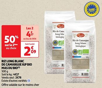 Promoties Riz long blanc de camargue igp bio mas du bio - Mas du Bio - Geldig van 22/05/2024 tot 02/06/2024 bij Auchan