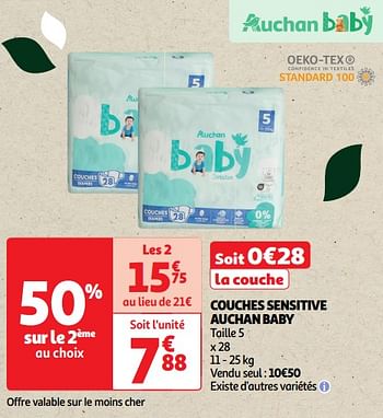 Promoties Couches sensitive auchan baby - Huismerk - Auchan - Geldig van 22/05/2024 tot 02/06/2024 bij Auchan