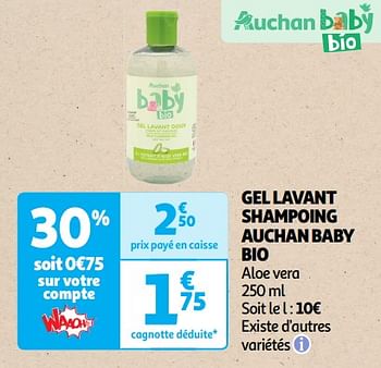 Promotions Gel lavant shampoing auchan baby bio - Produit Maison - Auchan Ronq - Valide de 22/05/2024 à 02/06/2024 chez Auchan Ronq