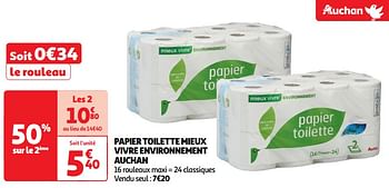 Promoties Papier toilette mieux vivre environnement auchan - Huismerk - Auchan - Geldig van 22/05/2024 tot 02/06/2024 bij Auchan