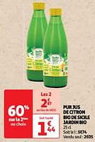 Promotions Pur jus de citron bio de sicile jardin bio - Jardin - Valide de 22/05/2024 à 02/06/2024 chez Auchan Ronq