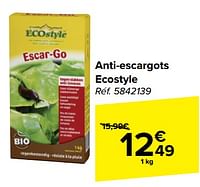 Promotions Anti-escargots ecostyle - Ecostyle - Valide de 22/05/2024 à 03/06/2024 chez Carrefour